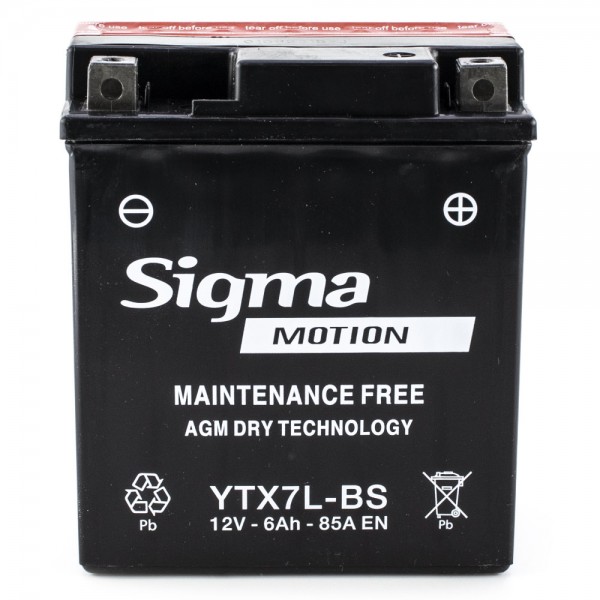 Μπαταρία YTX7L-BS Κλειστού Τύπου με Υγρά Sigma 12v 6Ah