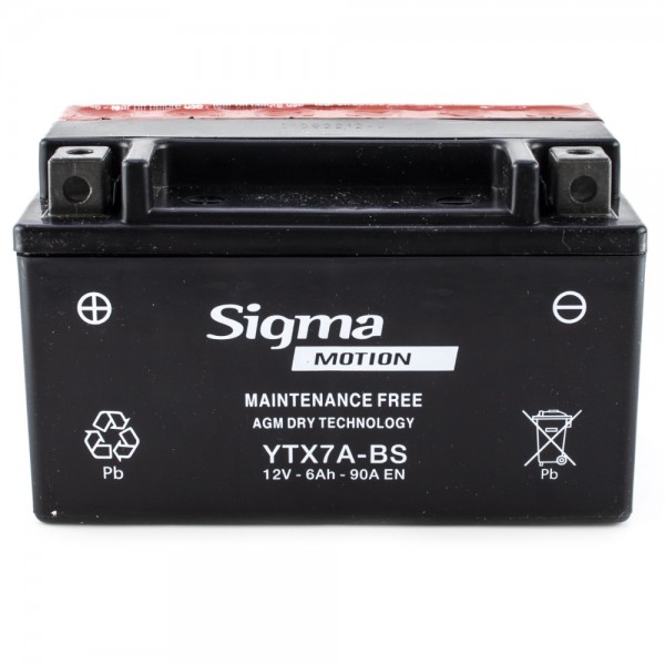 Μπαταρία YTX7A-BS Κλειστού Τύπου με Υγρά Sigma 12v 6Ah