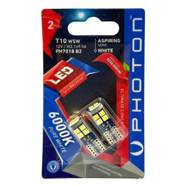 ΛΑΜΠΕΣ PHOTON ΣΕΤ LED 12V/5 ΣΦΗΝΩΤΗ ASPIRING 6000Κ WHITE
