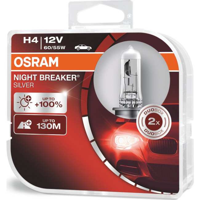 ΛΑΜΠΑ OSRAM H4 12V60/55W P43T NIGHT BREAKER SILVER