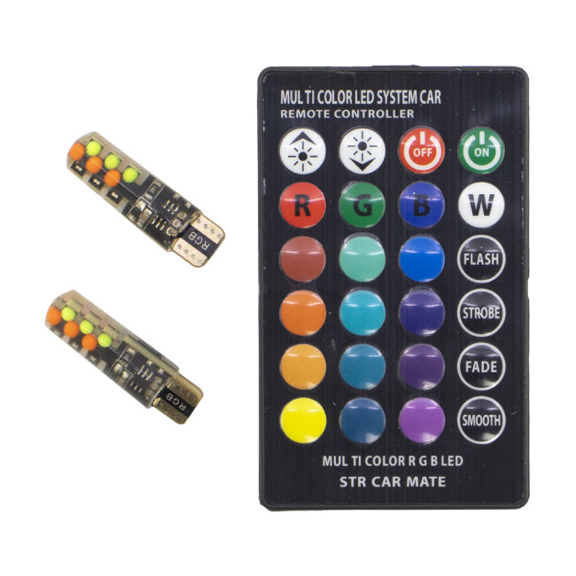 Λάμπα Led T10 RGB με Ασύρματο Χειριστήριο Σετ 2 Τεμαχίων Roc