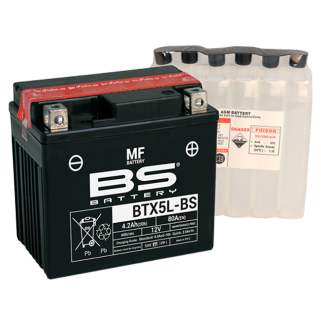 Μπαταρία BTX5L-BS Κλειστού Τύπου με Υγρά BS-BATTERY 12v 4.2Ah