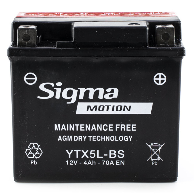 Μπαταρία YTX5L-BS Κλειστού Τύπου με Υγρά Sigma 12v 4Ah